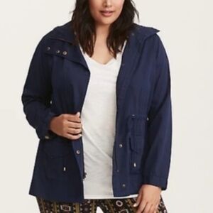 Torrid Navy Blue jacket 1X 14/16 plus size fall coat cotton